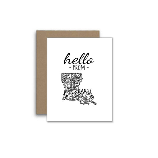 Hello from Louisiana – Boho Mandala State Outline Card