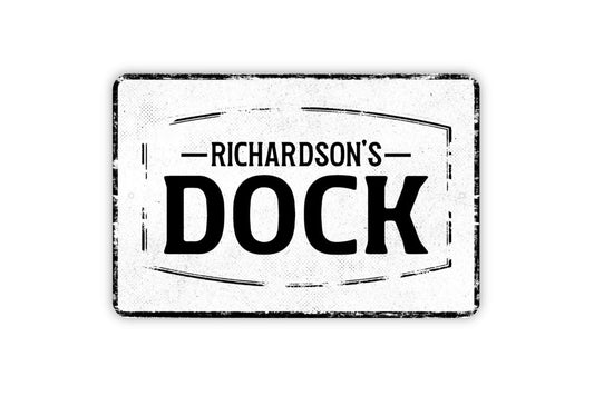 Personalized Dock Sign - Boat Dock Lake River Ocean Personalized Metal Wall Art - Custom Name Sign