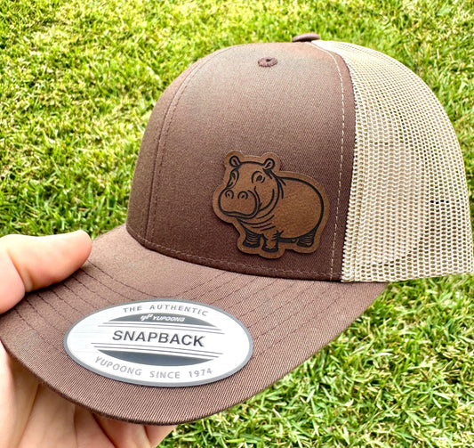 Hippo Hat Snapback Trucker – Engraved Patch Cap for Animal Lovers, Funny Wildlife Gift, Zoo Trip Hat, Cute Quirky Style