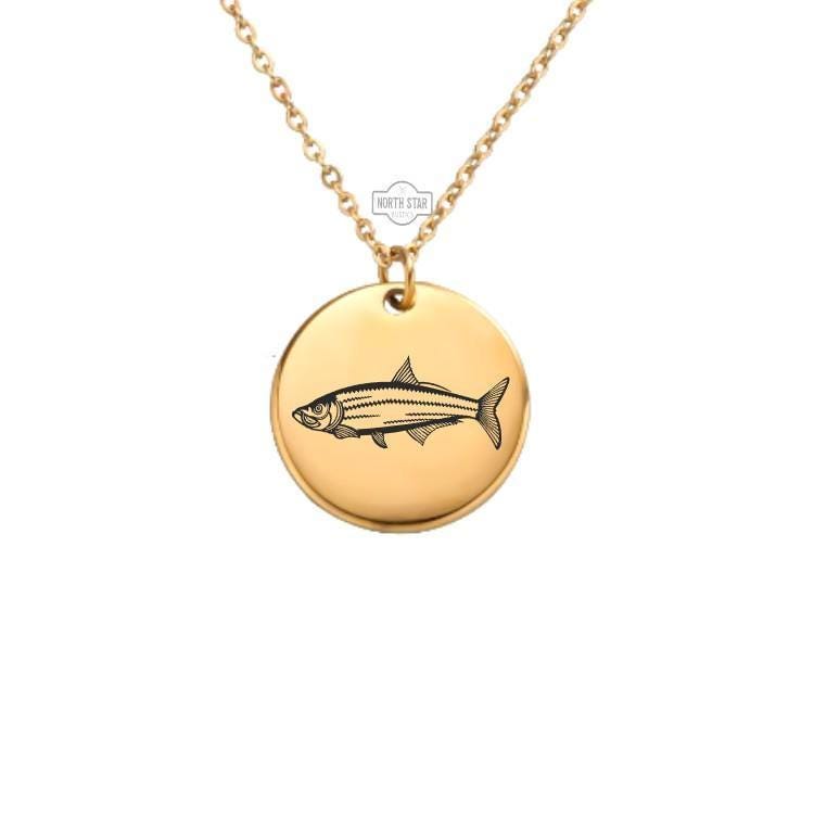 Tarpon Necklace – Gold or Silver Saltwater Fishing Charm – Personalized Angler Gift – Coastal Jewelry – Keychain Available