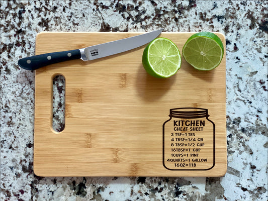Kitchen Measurements Cheat Sheet Cutting Board | Kitchen Cheat Sheet Charcuterie Board | Custom Serving Tray |