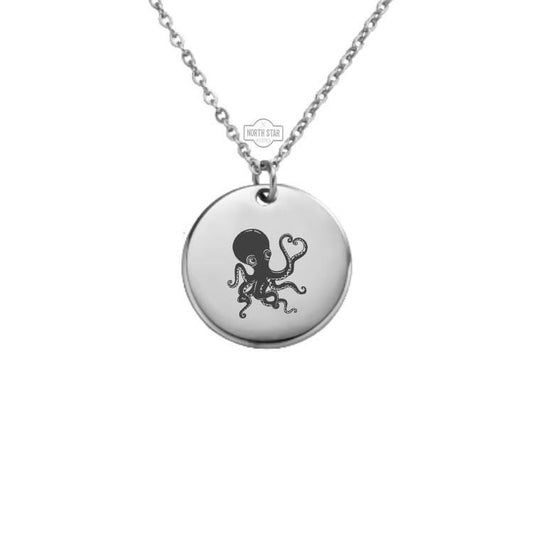 Octopus Necklace or Keychain – Ocean Lover Gift for Her or Him, Personalized Sea Life Jewelry in Gold or Silver