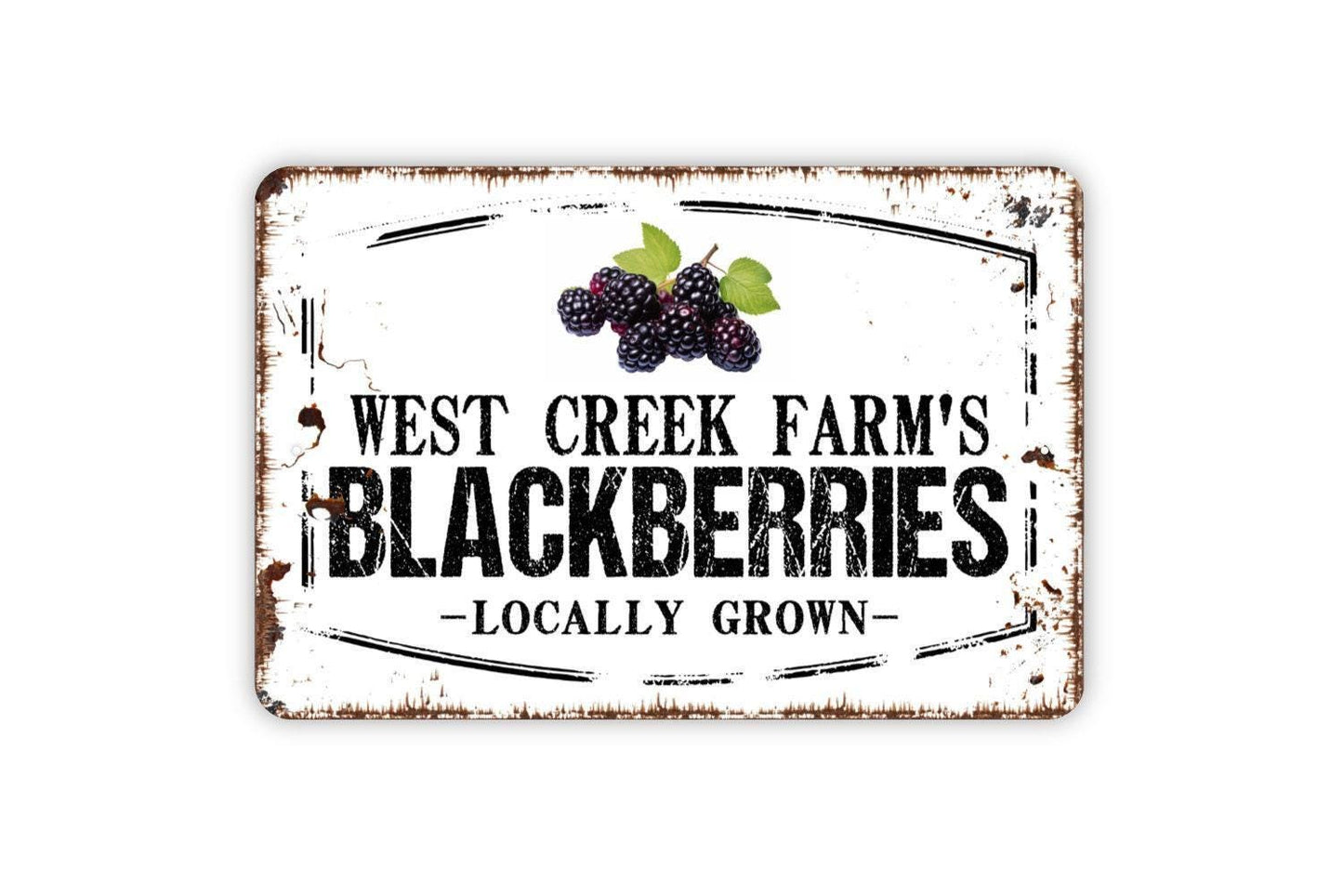 Personalized Blackberries Sign - Custom Your Name Blackberry Vineyard Farm Garden Metal Sign Wall Art Indoor Or Outdoor