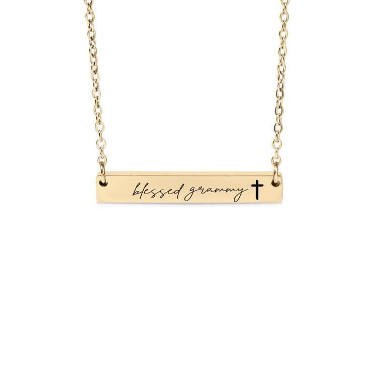 Blessed Grammy Bar Necklace or Keychain – Gift from Grandkids – Engraved Jewelry for Grammy – Sweet Grandma Keepsake