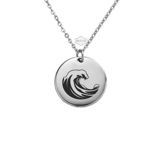 Ocean Waves Necklace or Keychain – Personalized Coastal or Surf Gift in Gold or Silver, Sea Lover Charm for Her or Him