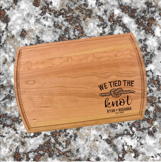 Personalized We Tied The Knot Cutting Board | Wedding Anniversary Charcuterie Board | Custom Serving Tray | Personalized Marriage Gift