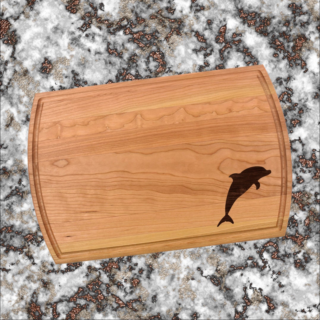 Dolphin Cutting Board | Sea Ocean Aquatic Charcuterie Board | Custom Serving Tray | Personalized House Closing Gift | Wedding Anniv Gift