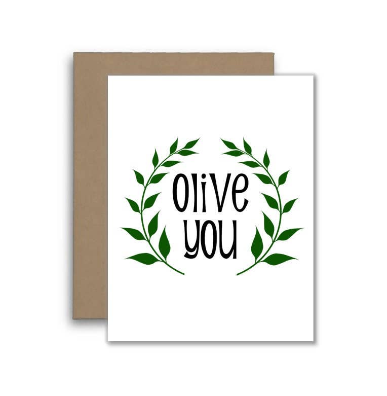 Olive You Card - Funny Food Pun Card
