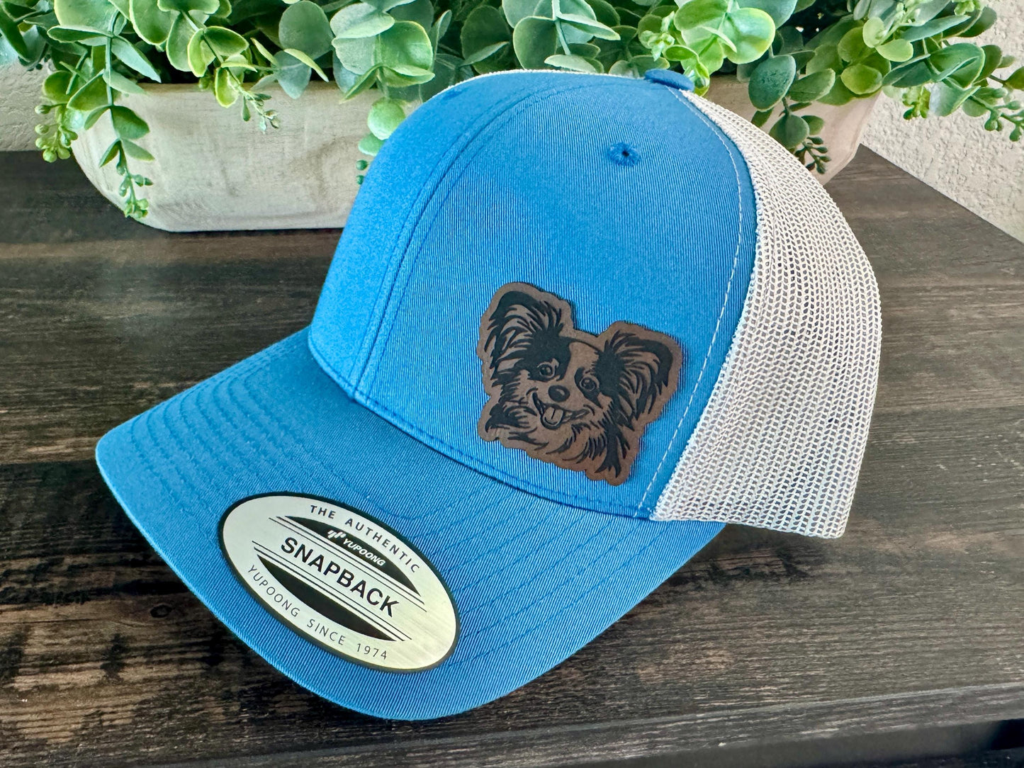 Papillon Dog Hat Snapback Trucker – Engraved Patch Cap for Toy Breed Lovers, Butterfly-Eared Pup Gift, Dog Mom or Dad Hat