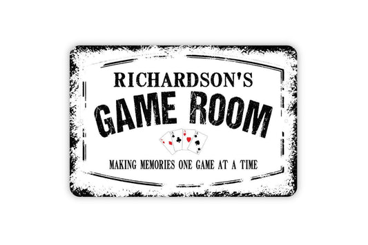 Personalized Game Room Sign - Custom Man Cave Poker Card Games Metal Wall Art Indoor Or Outdoor