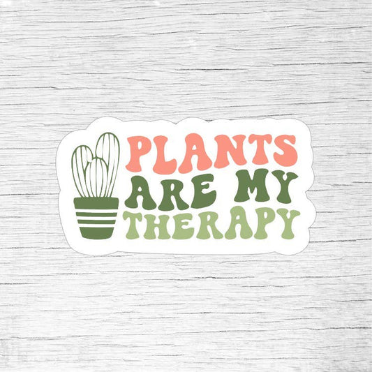 Plants Are My Therapy Cute Plant Lover Sticker