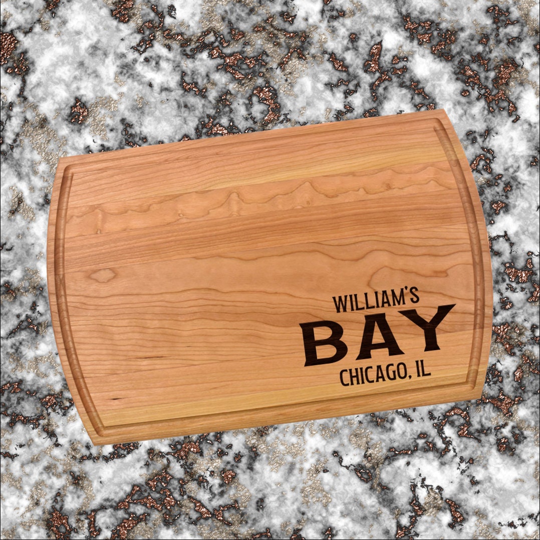 Personalized Bay Cutting Board | Bay Charcuterie Board | Custom Serving Tray | Personalized House Closing Gift | Wedding Anniversary Gift