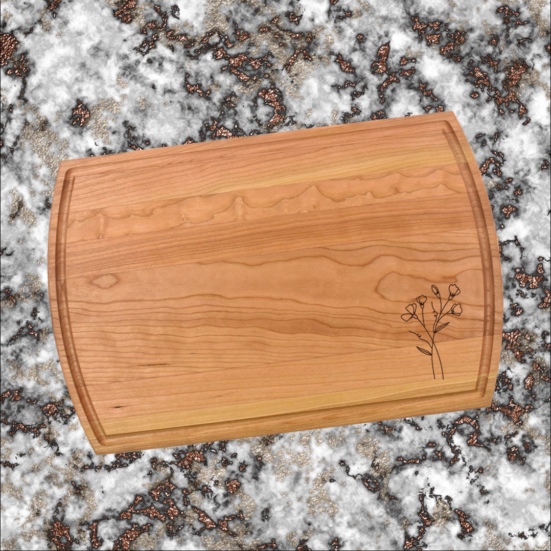 Sweet Pea Cutting Board | April Flower Charcuterie Board | Custom Serving Tray | Personalized April Gift | Wedding Anniversary Gift