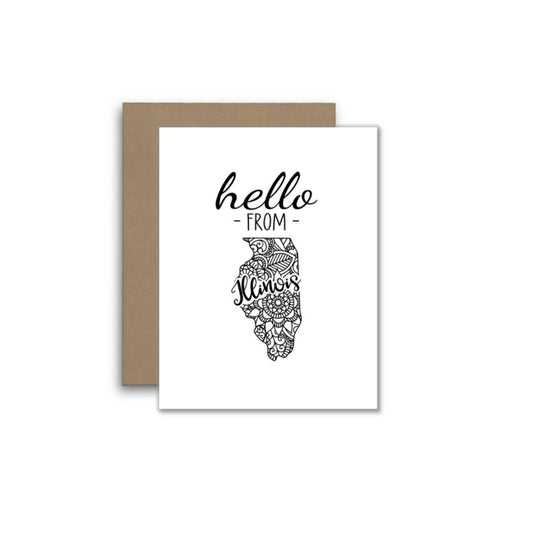 Hello from Illinois – Boho Mandala State Greeting Card