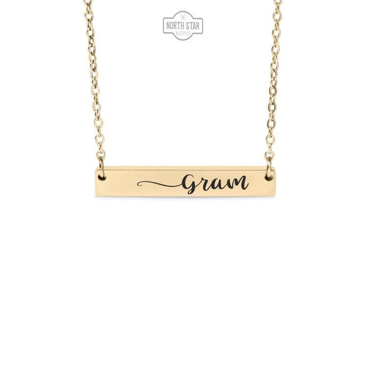 Gram Bar Necklace or Keychain – Gift from Grandkids – Engraved Jewelry for Grandma – Simple and Sentimental Family Keepsake