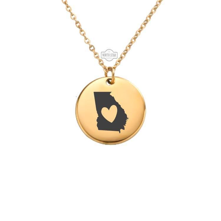 Georgia Necklace – Gold or Silver State Charm – Personalized Georgia Gift – Home State Jewelry – Peach State Keychain Available