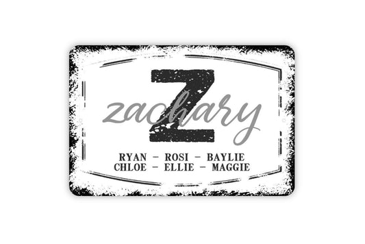 Personalized Family Monogram Names Sign - Custom Metal Indoor or Outdoor Wall Art