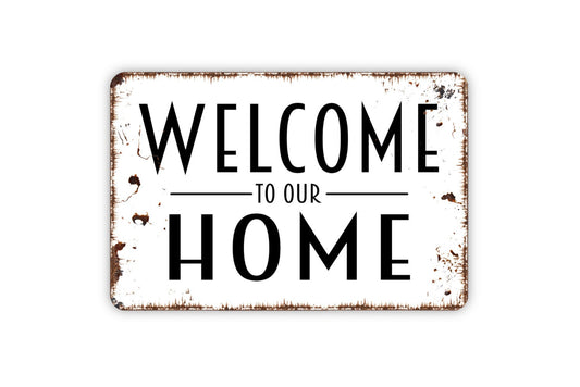 Welcome To Our Home Sign, Farmhouse Country Wall Decor, Modern Wall Metal Sign