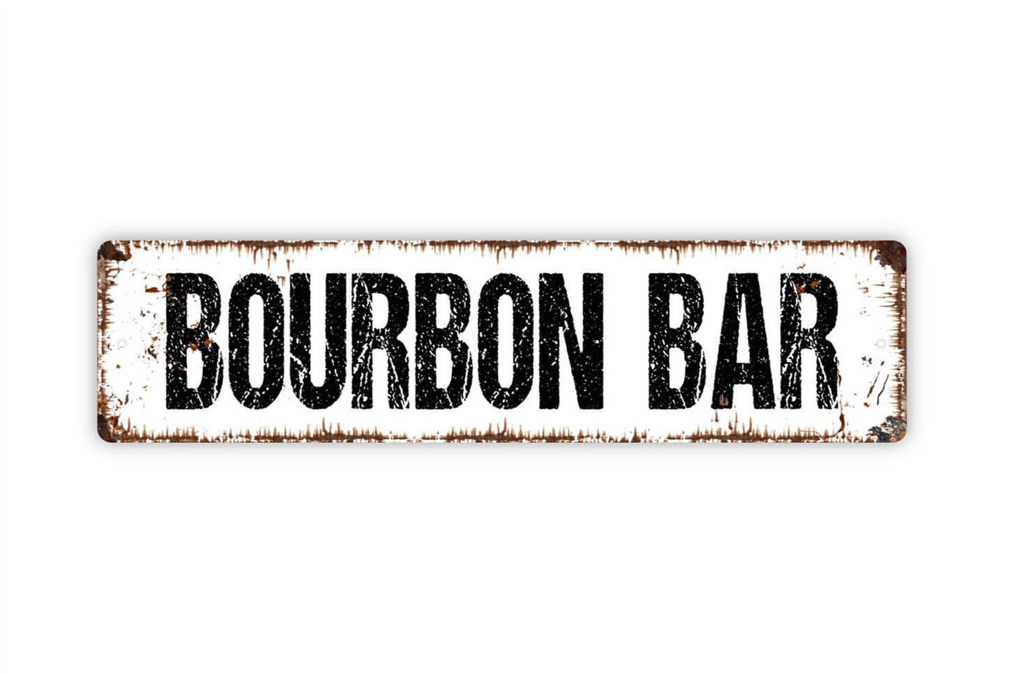 Bourbon Bar Metal Sign - Rustic Street Metal Sign or Door Name Plate Plaque