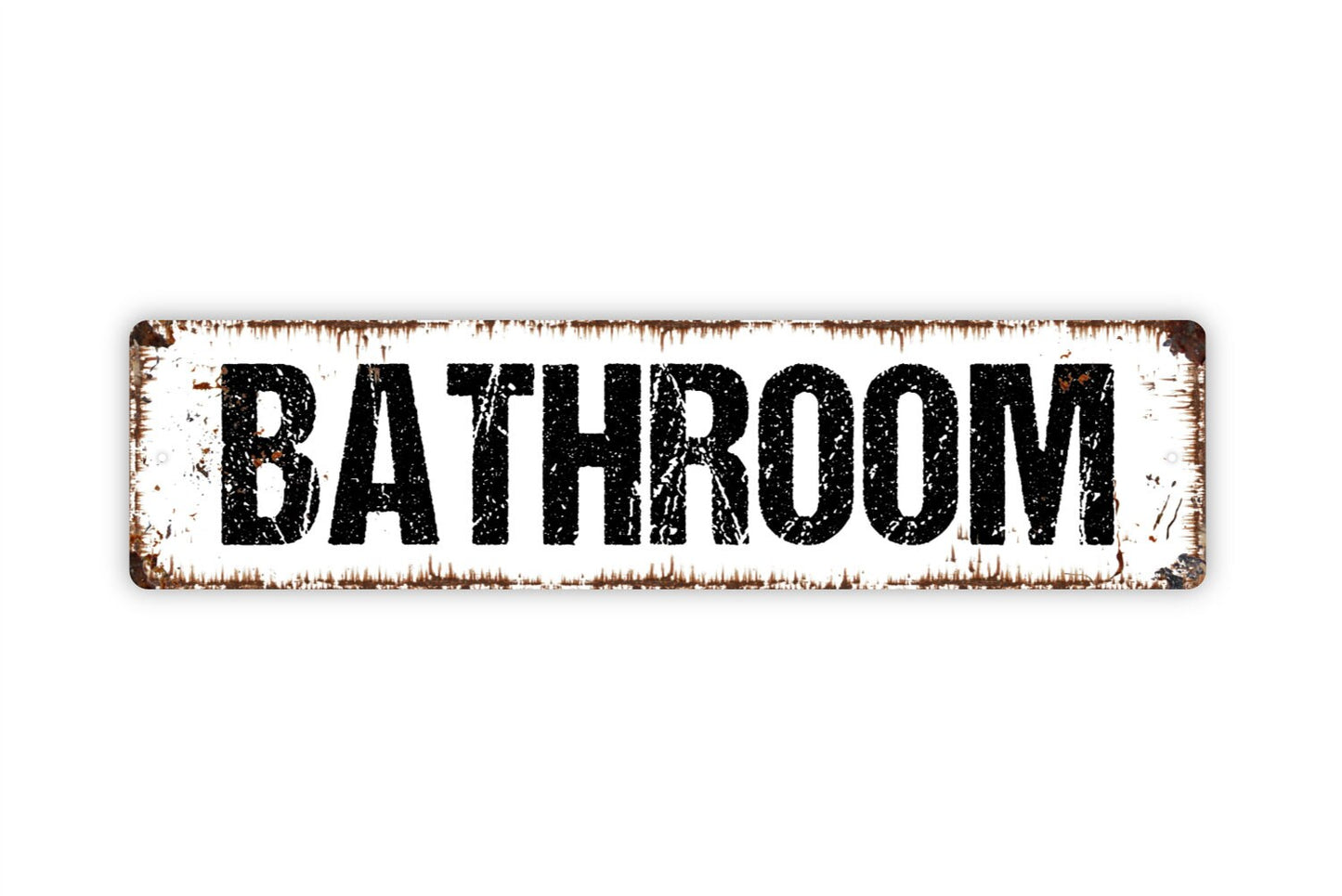 Bathroom Sign - Rustic Metal Street Sign or Door Name Plate Plaque