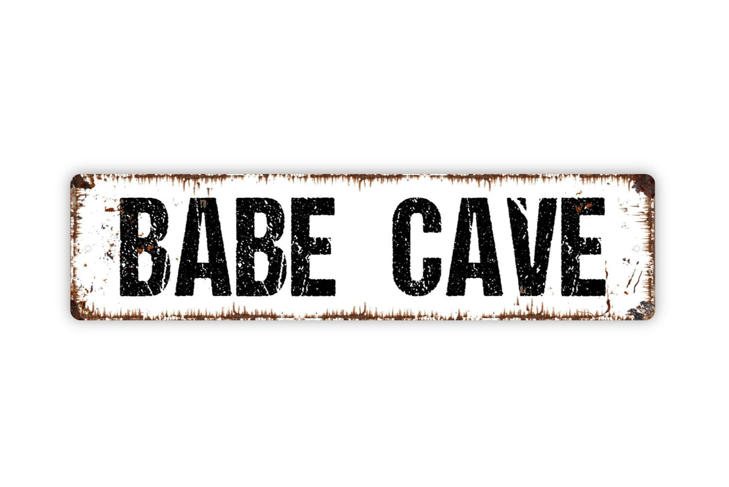 Babe Cave Sign - Rustic Metal Street Sign or Door Name Plate Plaque