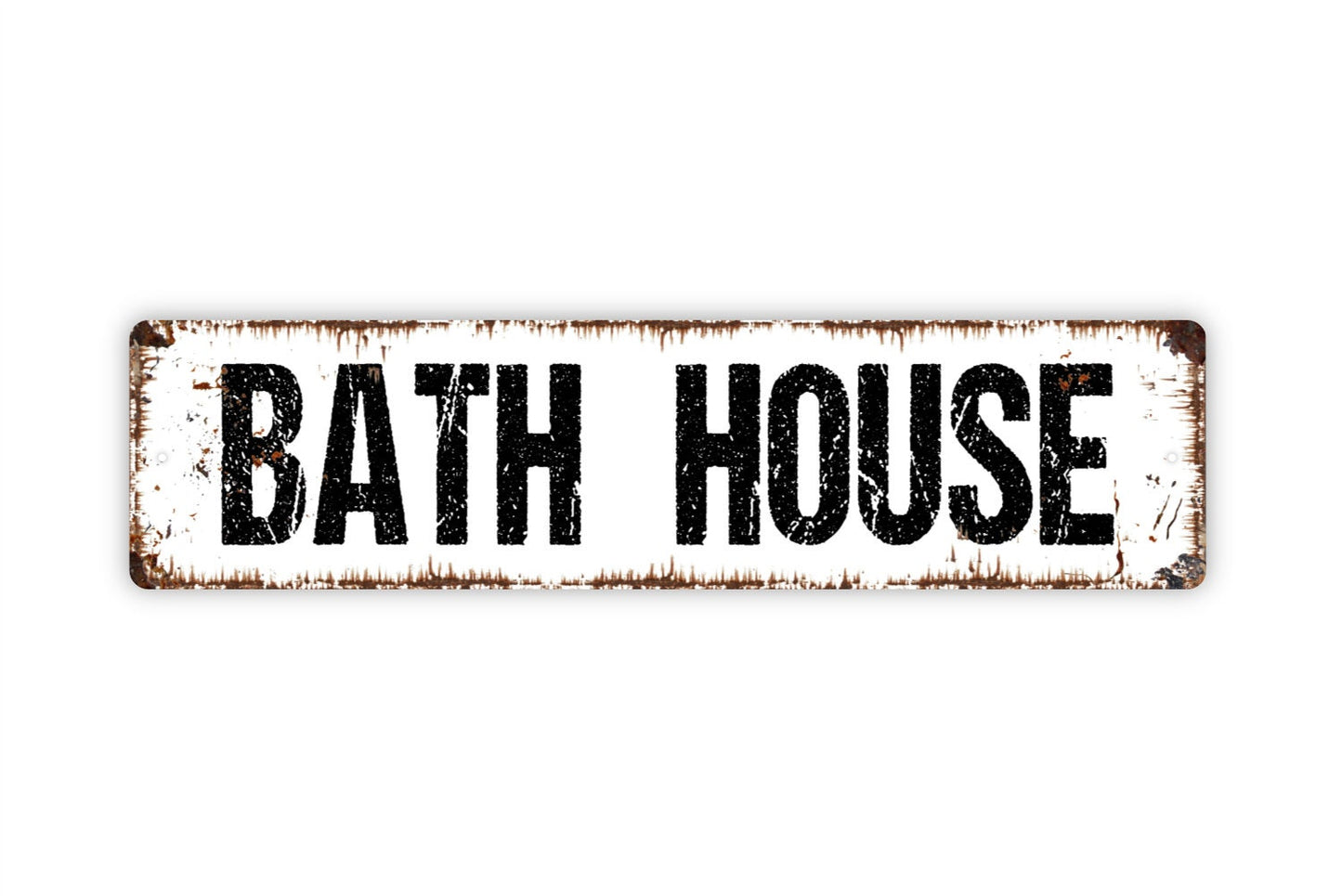 Bath House Sign - Restroom Bathroom Guest Bath Shower Tub Wash Pool House Rustic Street Metal Sign or Door Name Plate Plaque