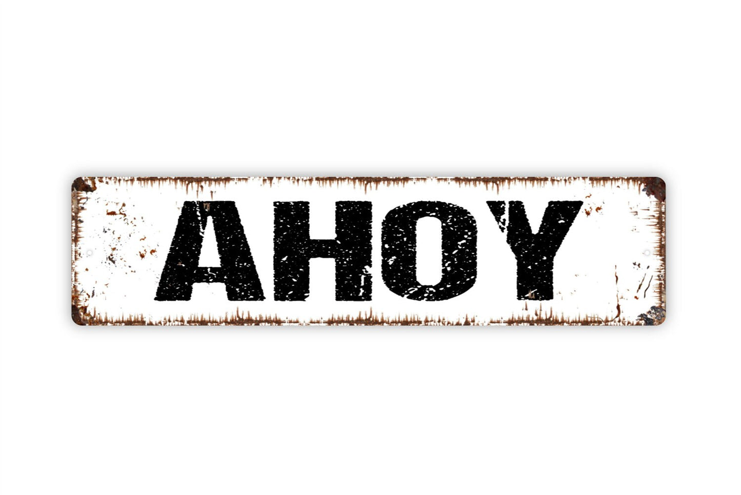 Ahoy Sign - Nautical Pirate Rustic Metal Street Sign or Door Name Plate Plaque