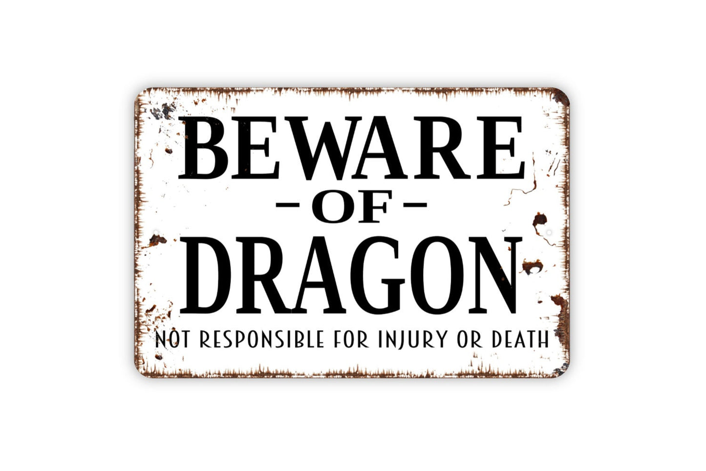 Beware Of Dragon Sign, Funny Farmhouse Metal Sign,  Contemporary Modern Wall Metal Sign