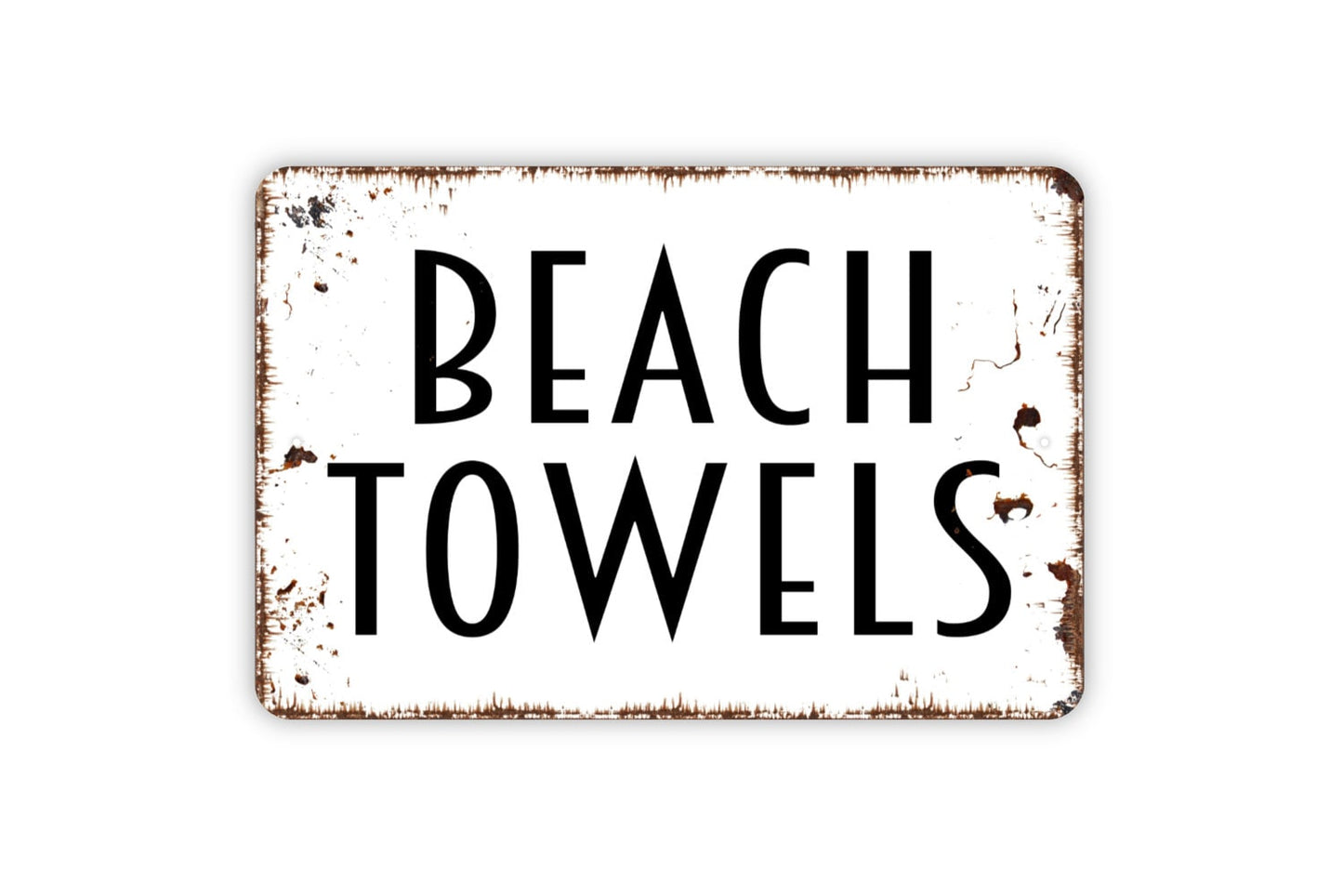 Beach Towels Sign - Linen Metal Wall Art - Indoor or Outdoor