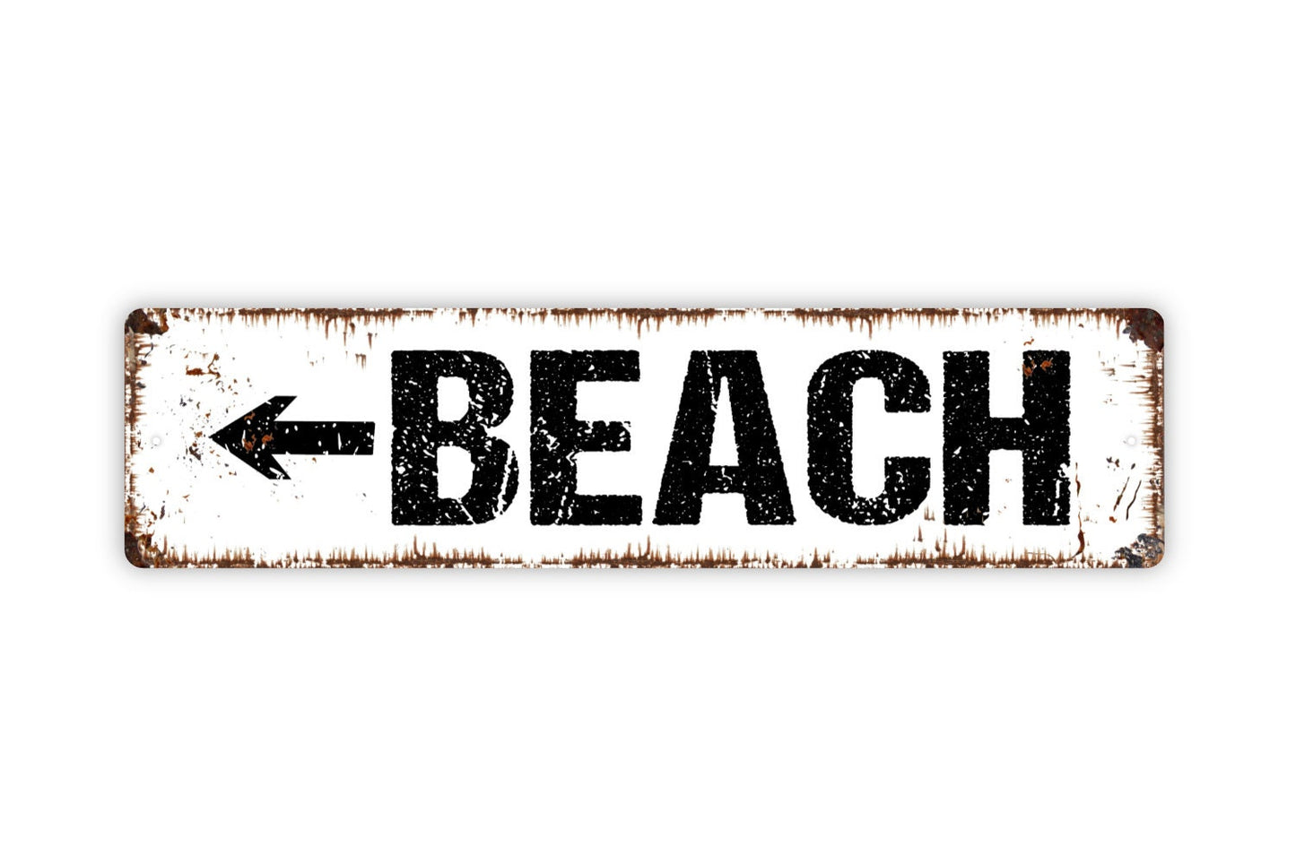 Beach With Arrow Sign, Rustic Custom Metal Sign, Rustic Street Sign or Door Name Plate Plaque