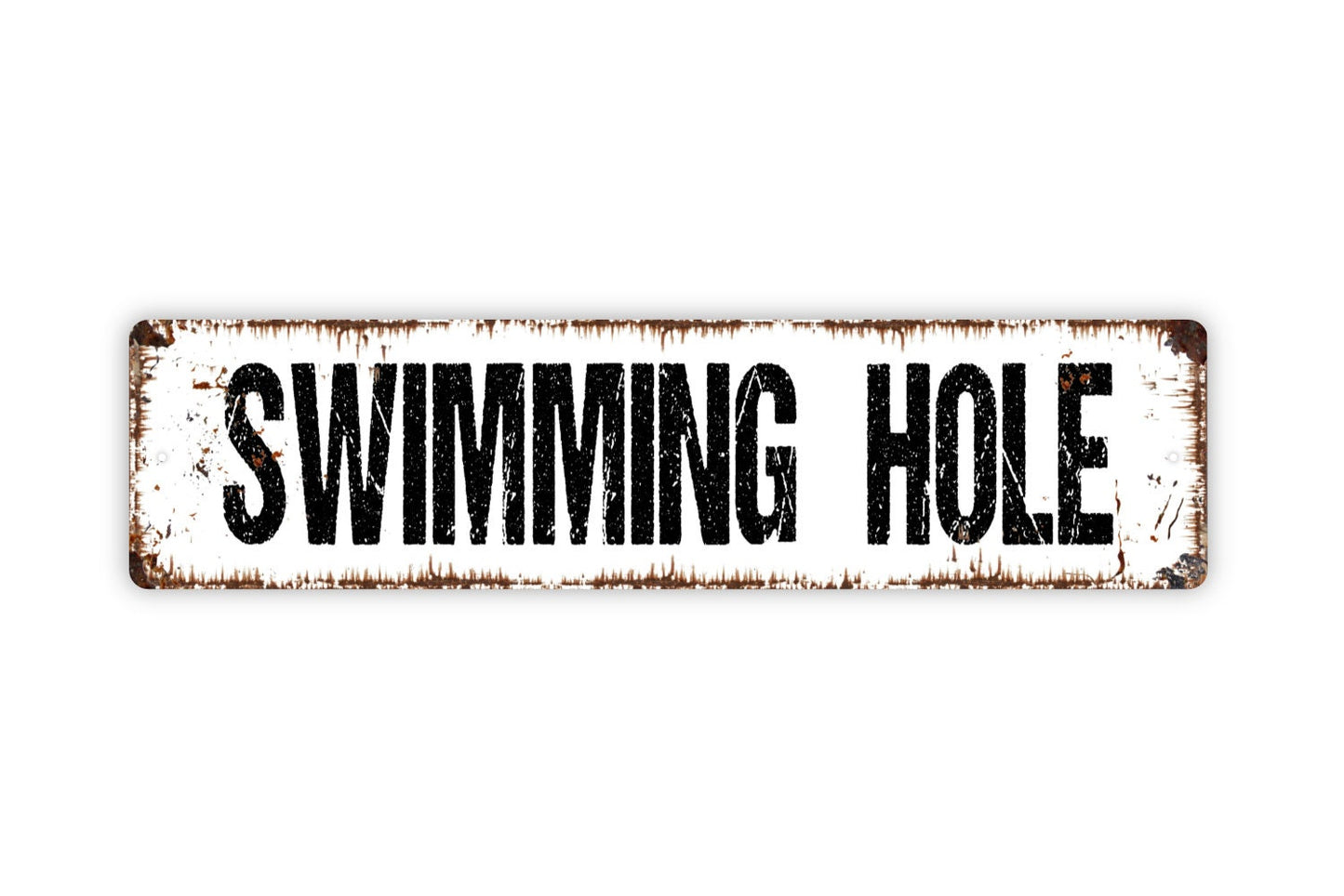 Swimming Hole Sign - Lake River Creek Pool Beach Rustic Street Metal Sign or Door Name Plate Plaque