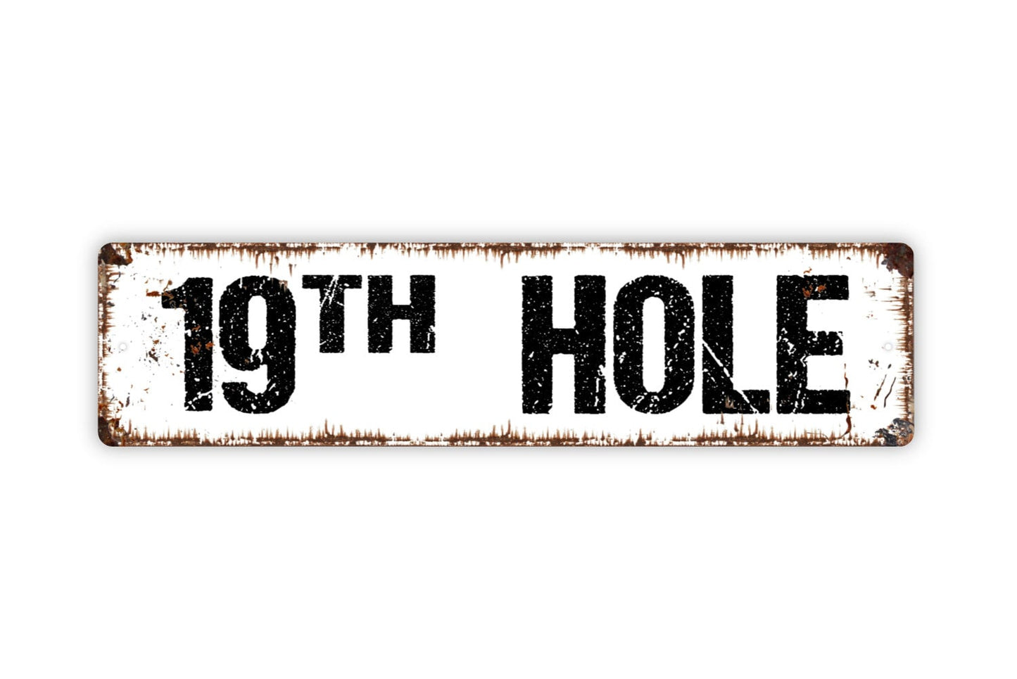 19th Hole Sign - Golfing Rustic Metal Street Sign or Door Name Plate Plaque