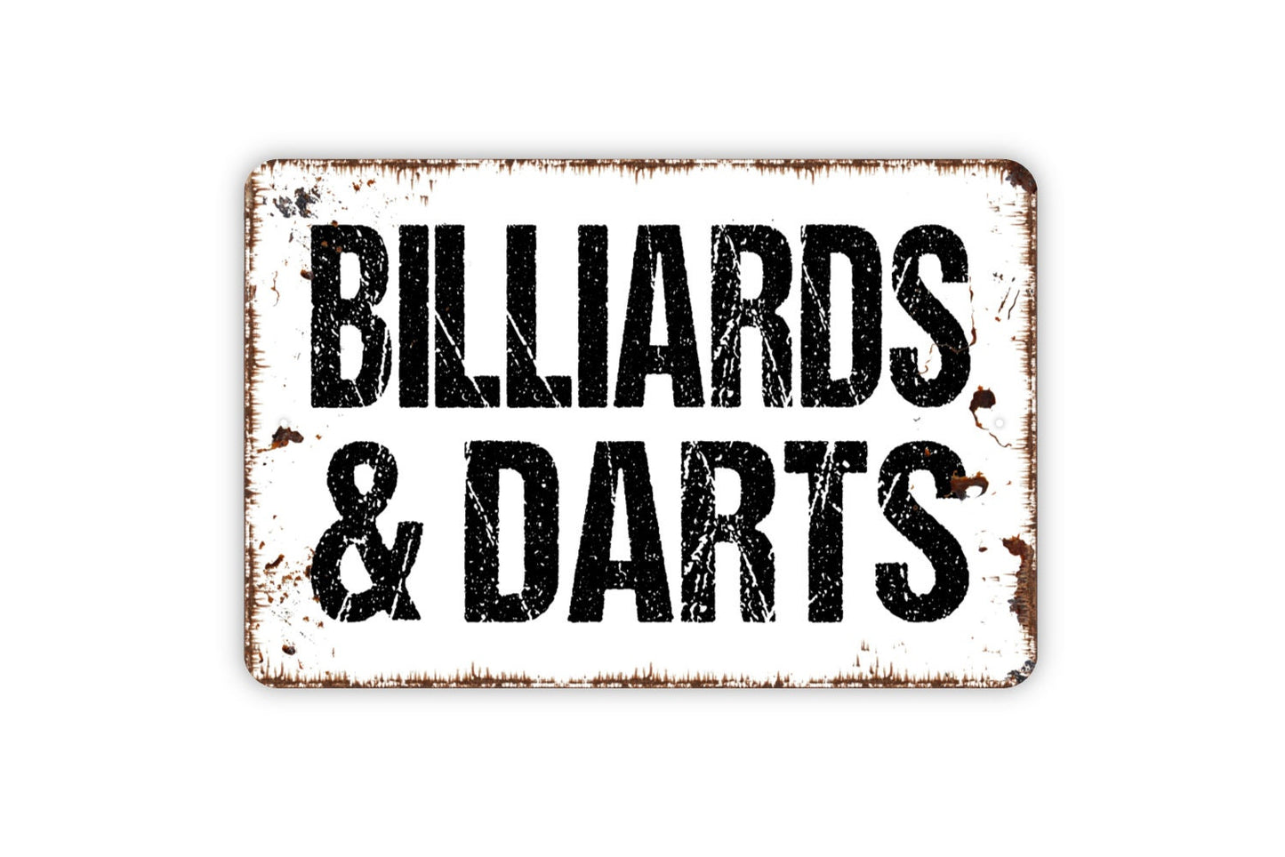 Billiards & Darts Metal Sign - Game Room Metal Wall Art - Indoor or Outdoor