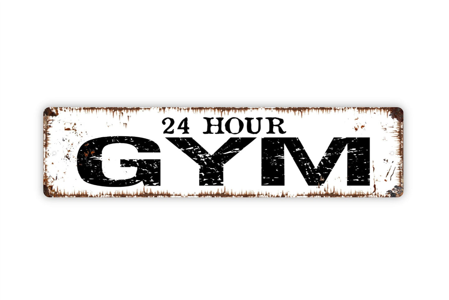 24 Hour Gym Sign - Workout Fitness Rustic Metal Street Sign or Door Name Plate Plaque