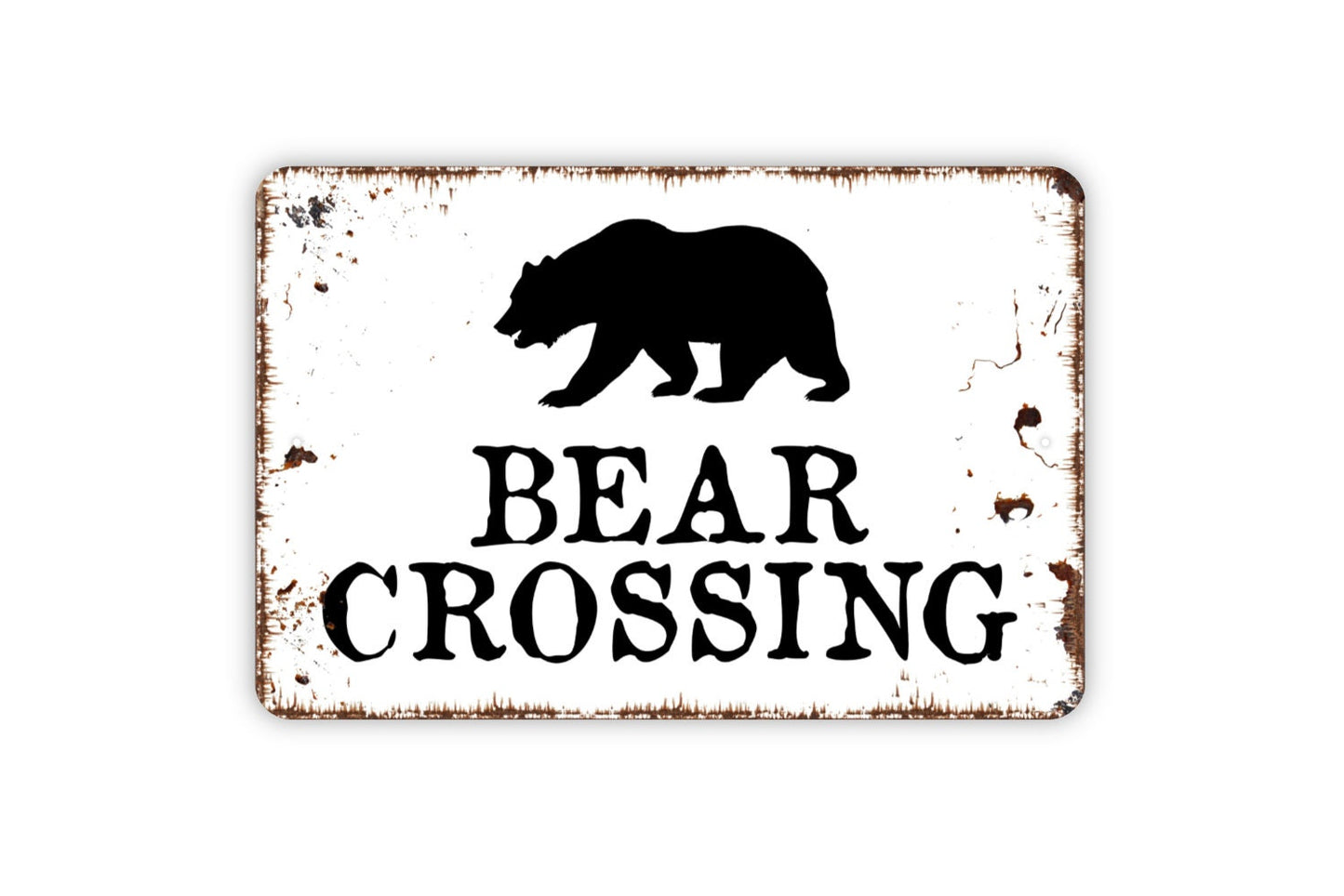 Bear Crossing Sign - Metal Indoor or Outdoor Wall Art