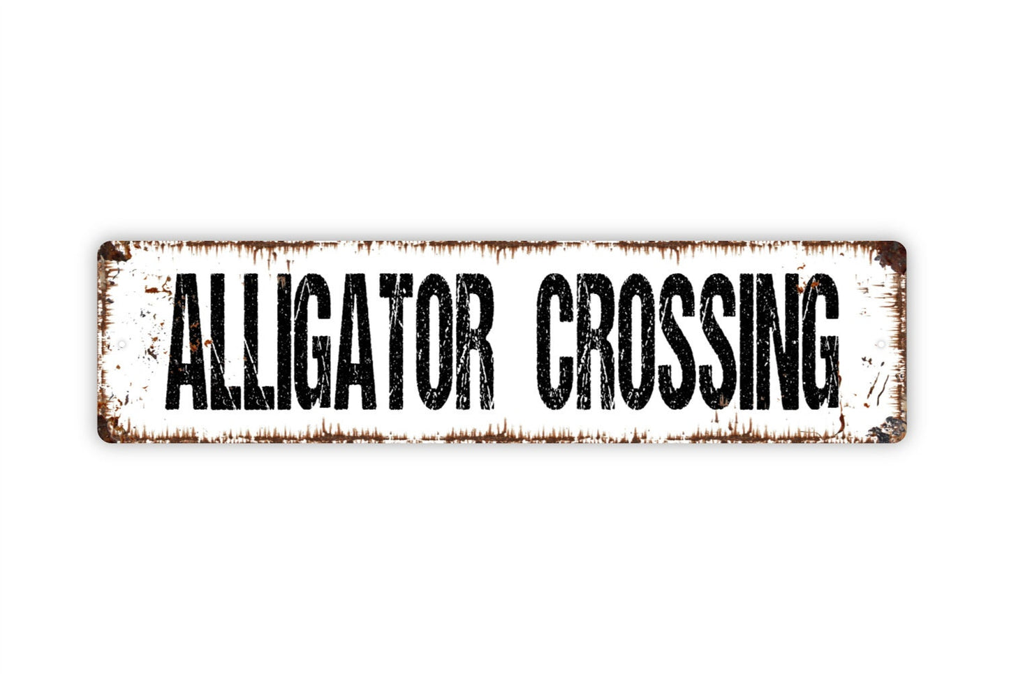 Alligator Crossing Sign - Rustic Metal Street Sign or Door Name Plate Plaque