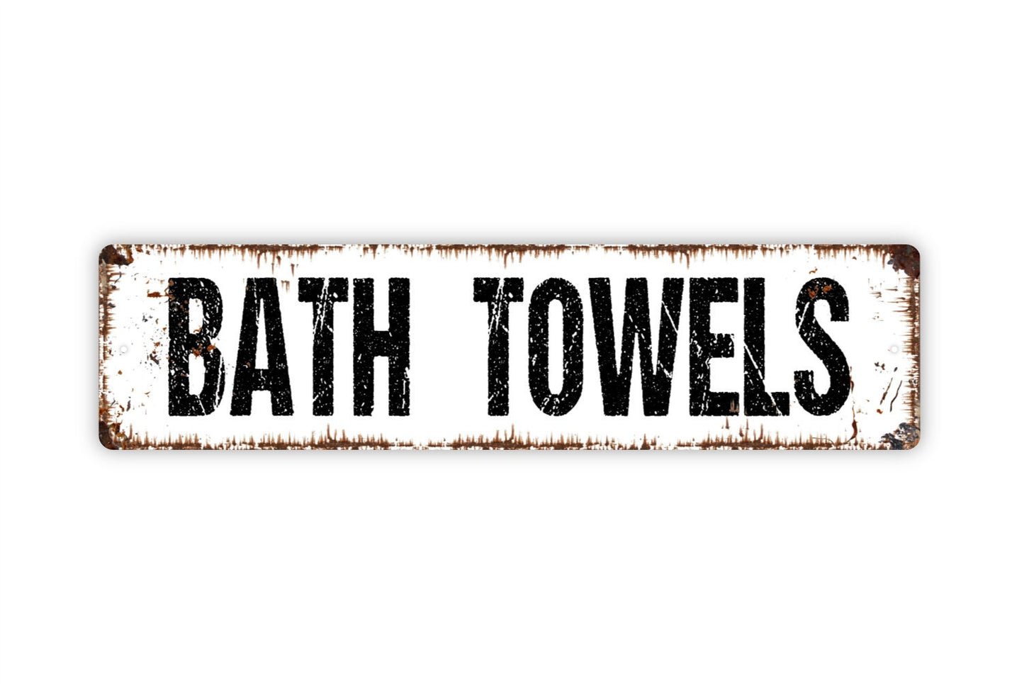 Bath Towels Sign - Guest Bathroom Shower Tub Master Primary Bath Wash Dry Rustic Street Metal Sign or Door Name Plate Plaque