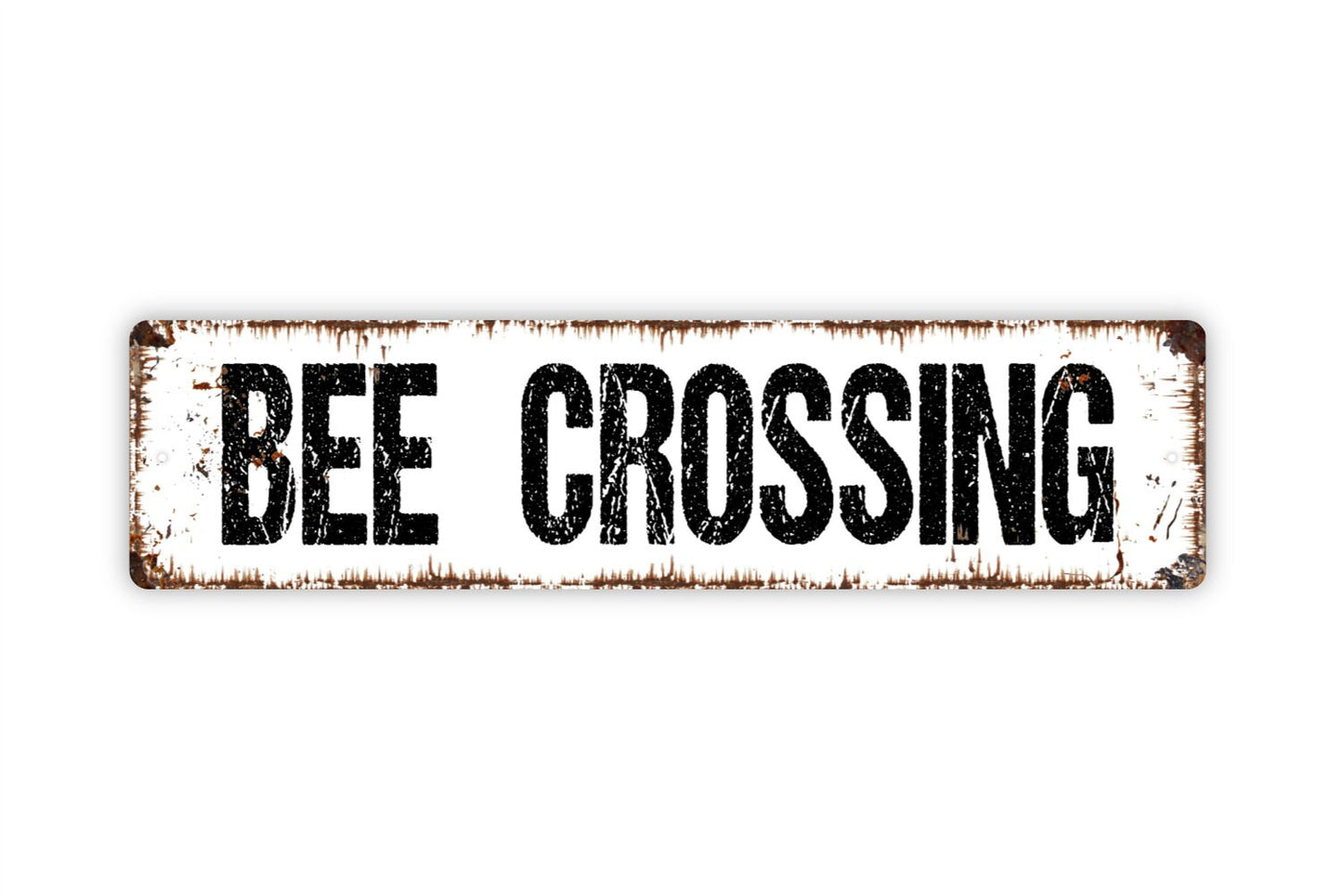 Bee Crossing Sign -Apiary Farm Fresh Bumble Bee Honey Nectar Beekeeper Rustic Street Metal Sign or Door Name Plate Plaque