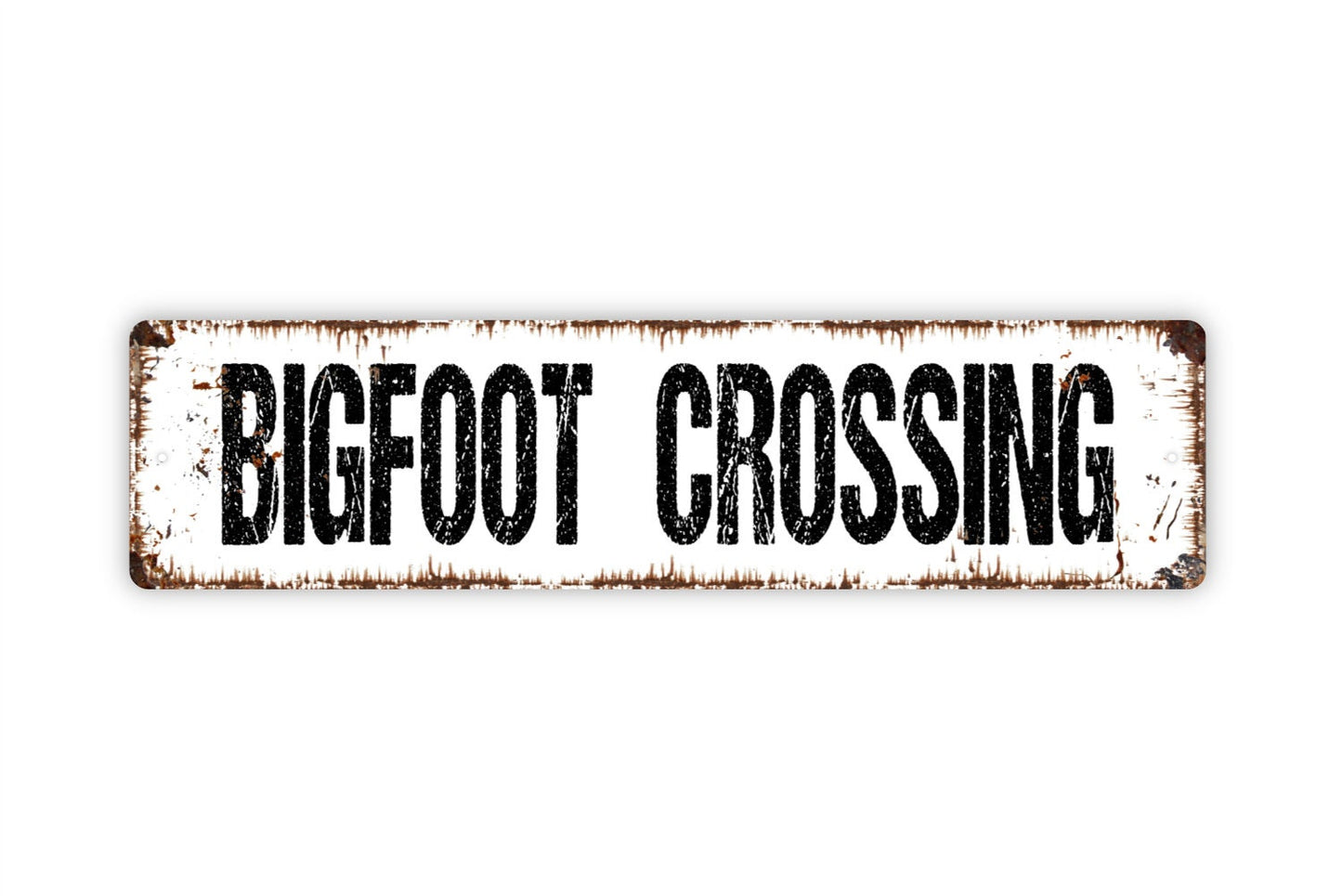 Bigfoot Crossing Sign - Sasquatch Big Foot Rustic Street Metal Sign or Door Name Plate Plaque