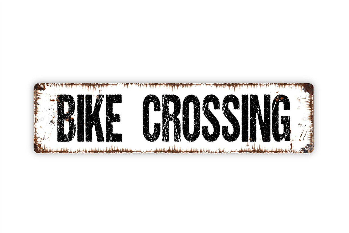 Bike Crossing Sign - Bicycle Path Motorcycle Motorbike Trail Track Street Rustic Street Metal Sign or Door Name Plate Plaque