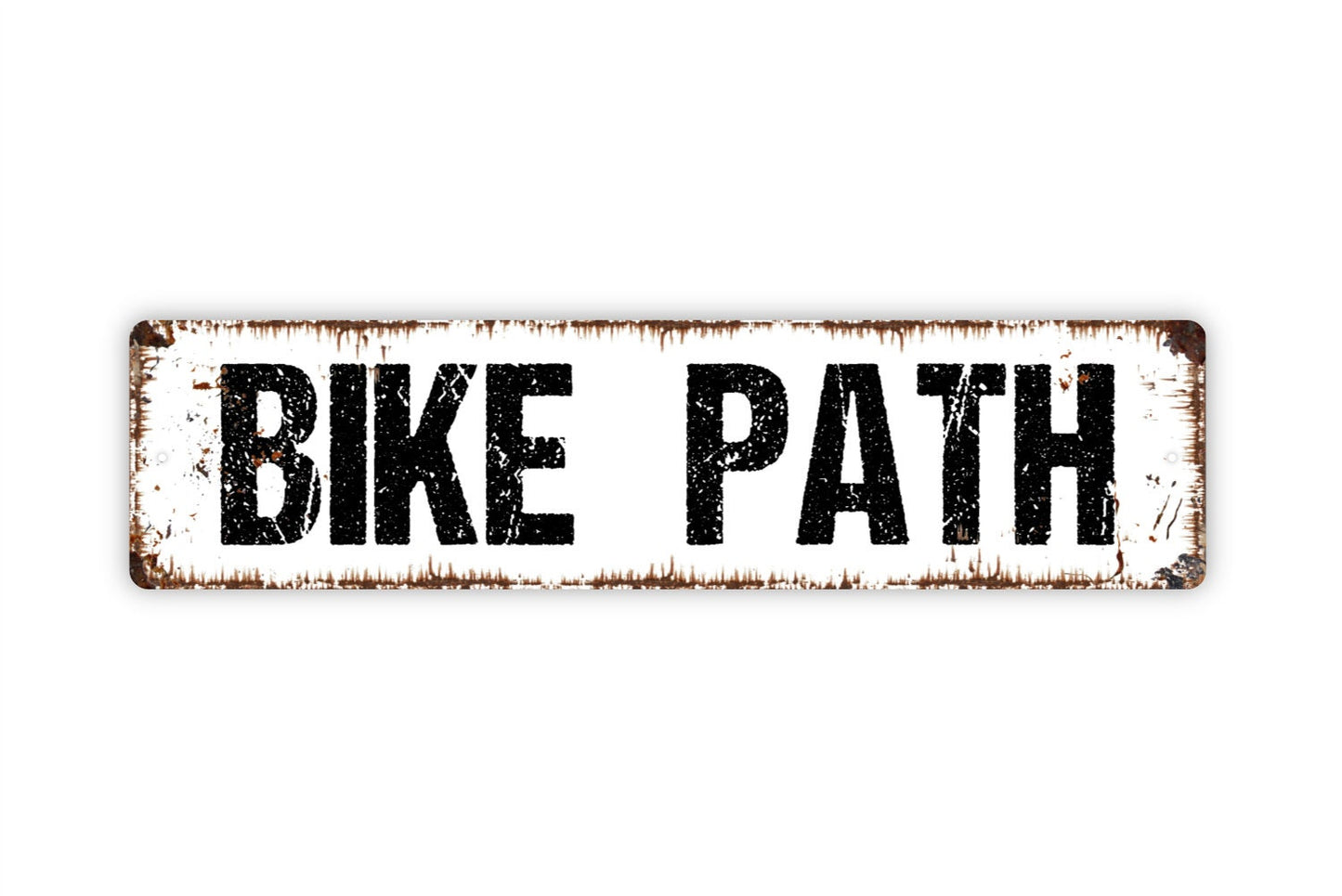 Bike Path - Bicycle Crossing Ride Trail Mountain Designated Pathway Rustic Street Metal Sign or Door Name Plate Plaque