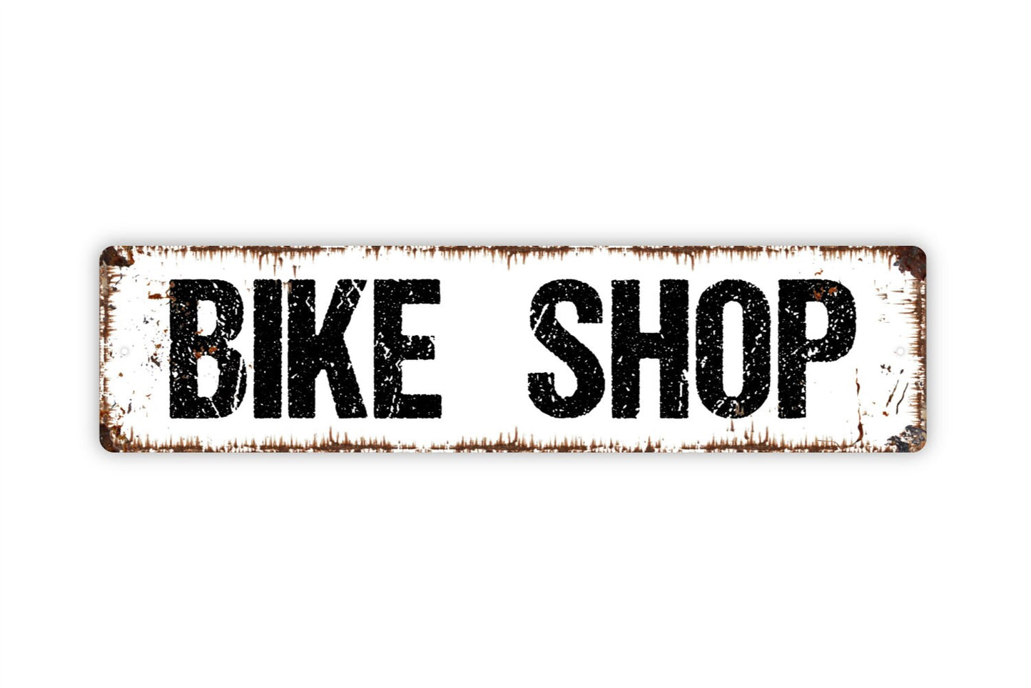 Bike Shop Sign - Bicyclist Bicycle Crossing Motorbike Motorcycle Garage Rustic Street Metal Sign or Door Name Plate Plaque