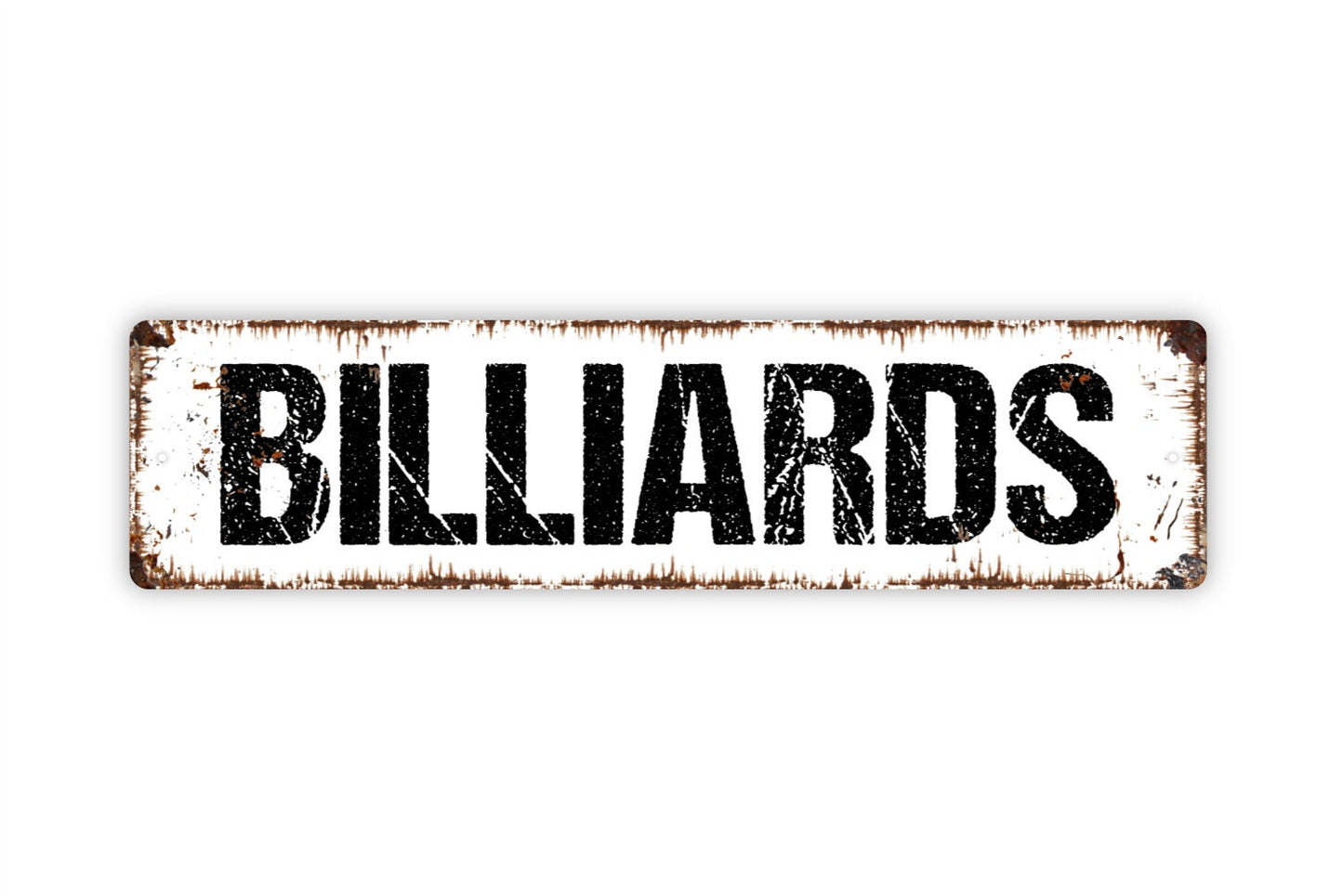 Billiards Metal Sign, Rustic Street Sign or Door Name Plate Plaque