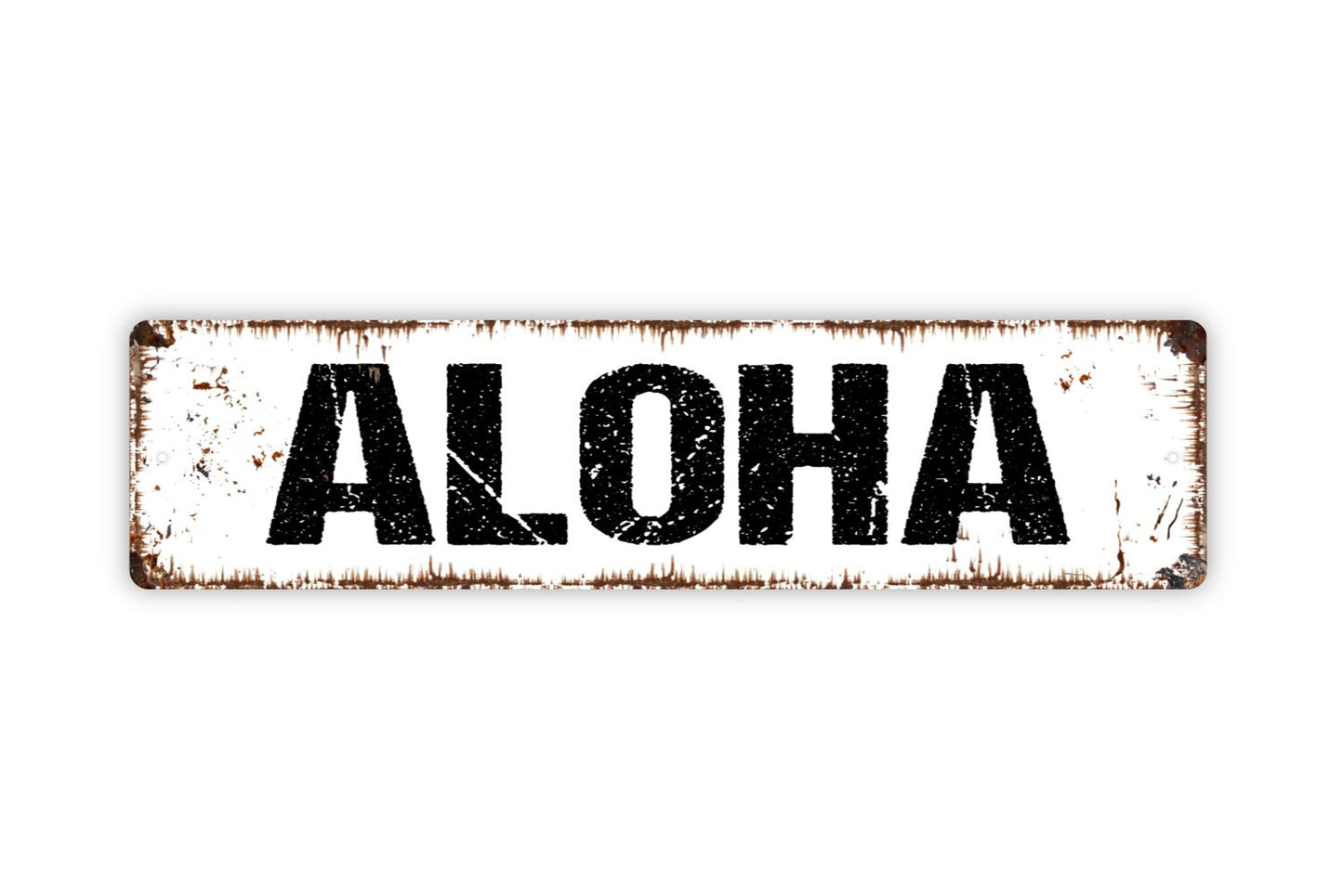 Aloha Sign - Welcome To Our Home Rustic Metal Street Sign or Door Name Plate Plaque