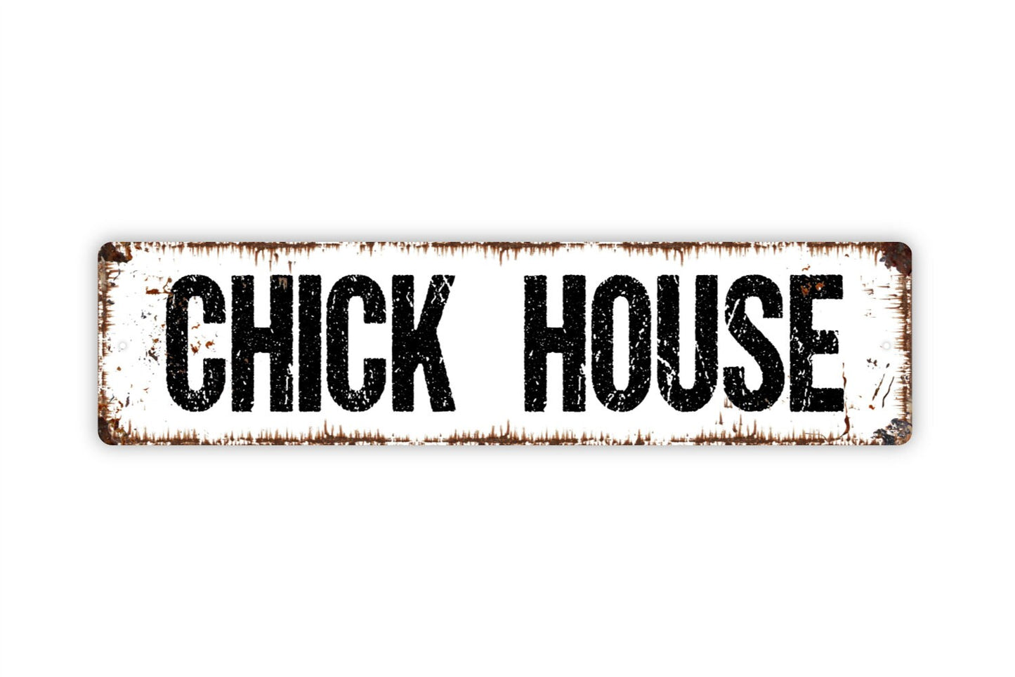 Chick House Sign - Hen Chicken Eggs Rooster Eggs Rustic Street Metal Sign or Door Name Plate Plaque