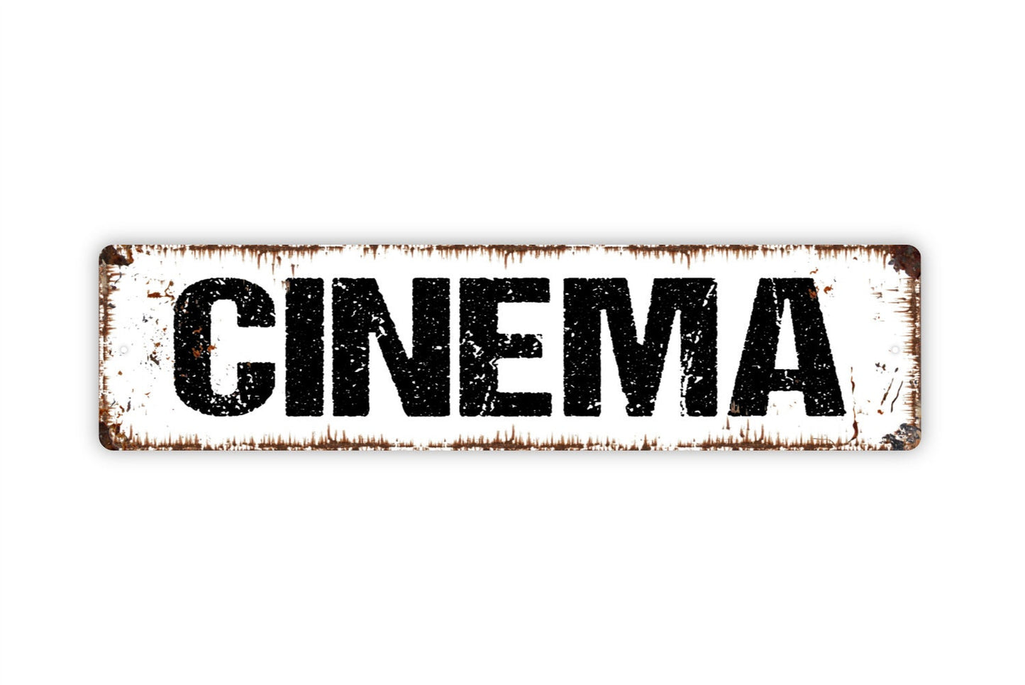 Cinema Metal Sign - Home Theater Theatre Media Room Movies Rustic Street Metal Sign or Door Name Plate Plaque