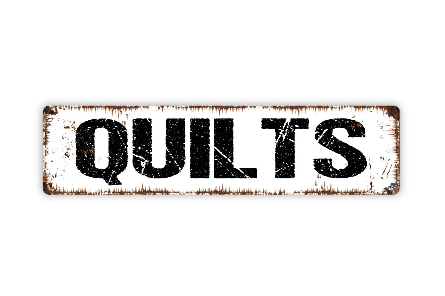 Quilts Sign - Quilting Craft Room Blankets Sew Embroidery Rustic Street Metal Sign or Door Name Plate Plaque