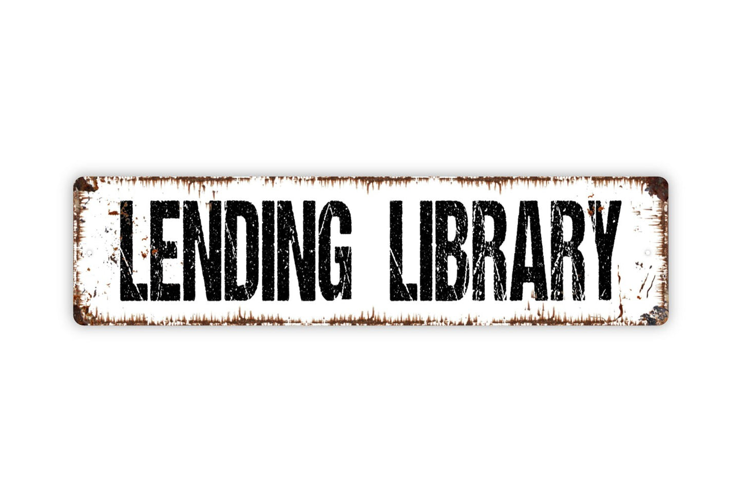 Lending Library Sign - Read Reading Corner Nook Rustic Street Metal Sign or Door Name Plate Plaque