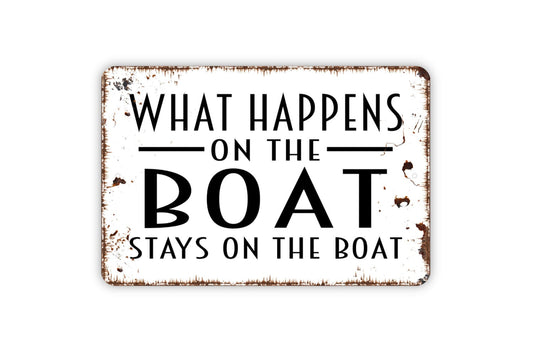 What Happens On The Boat Stays On The Boat Metal Sign, Custom Home Sign, Farmhouse Style Wall Decor Modern Wall Metal Sign