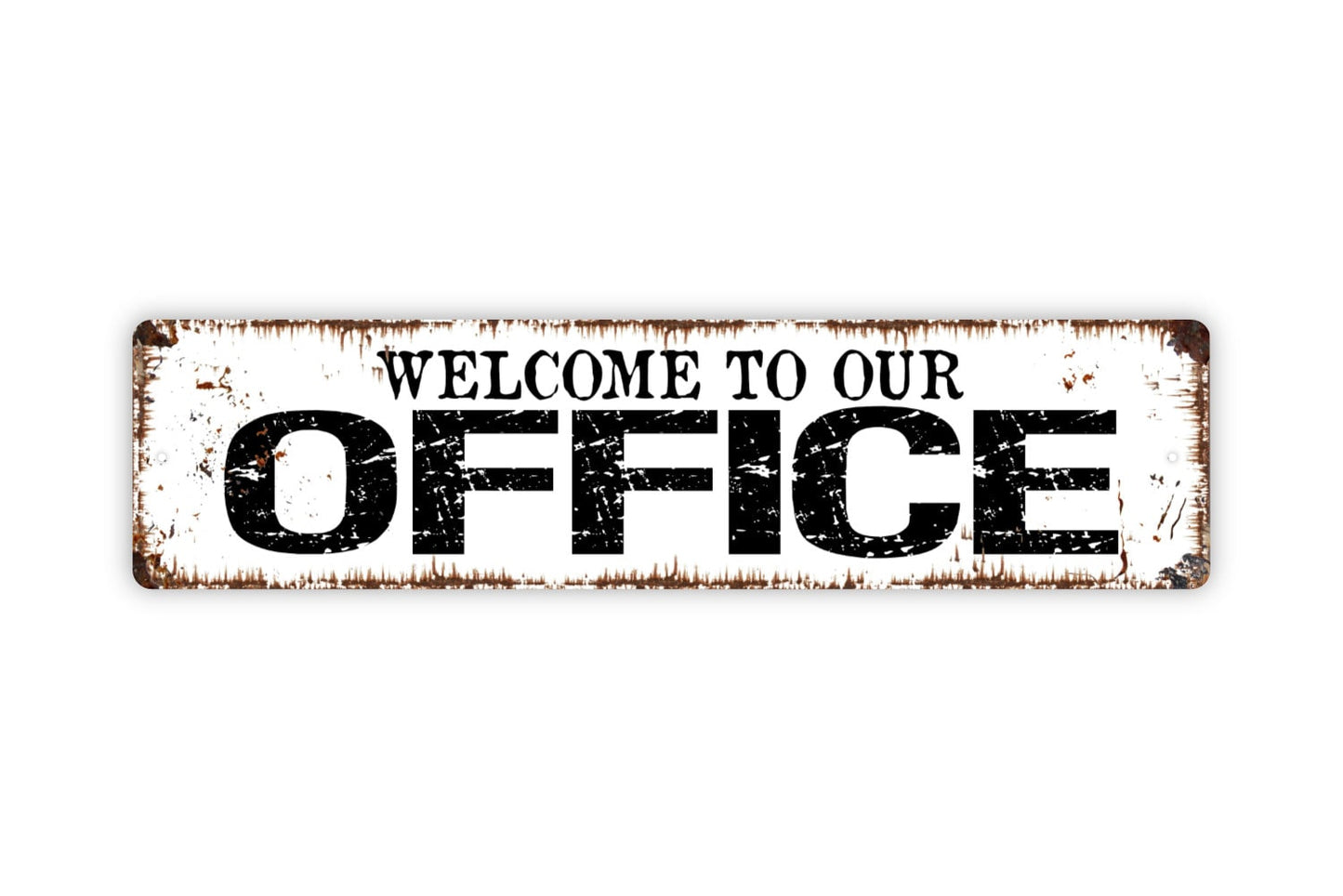 Welcome To Our Office Sign - Small Business WFH Reception Desk Rustic Street Metal Sign or Door Name Plate Plaque